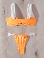 Color Block Strap Bikini Set