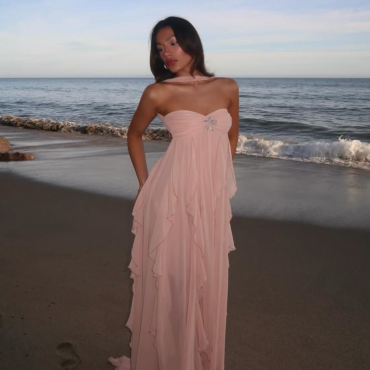 Ruffle Strapless Maxi Dress