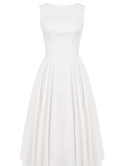 White Twill Midi Sundress