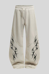 Tribal Graphic Baggy Barrel Leg Sweatpants