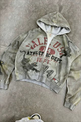 Washed Varsity Graphic Pullover Hoodie
