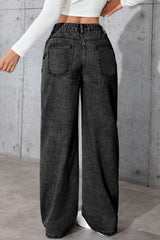 Casual High Waist Relaxed Straight Leg Jeans