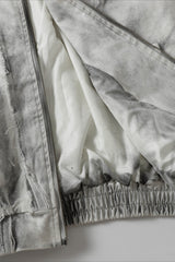 Washed Raw Seam Zip Up Jacket
