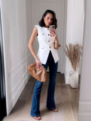Casual Solid Sleeveless Jacket
