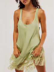 Sleeveless Lace Stylish Panel Mini Dress