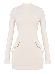 Vintage Cream Stylish Mini Dress