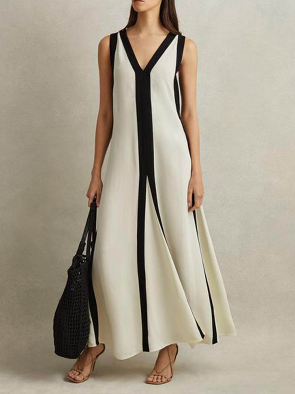 Reversible Style Colorblock Charming A-Line Maxi Dress
