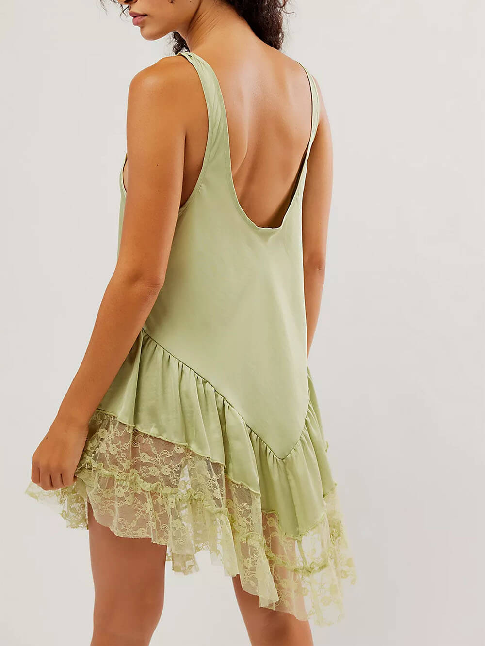 Sleeveless Lace Stylish Panel Mini Dress