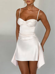 Irregular Strap Stylish Mini Dress