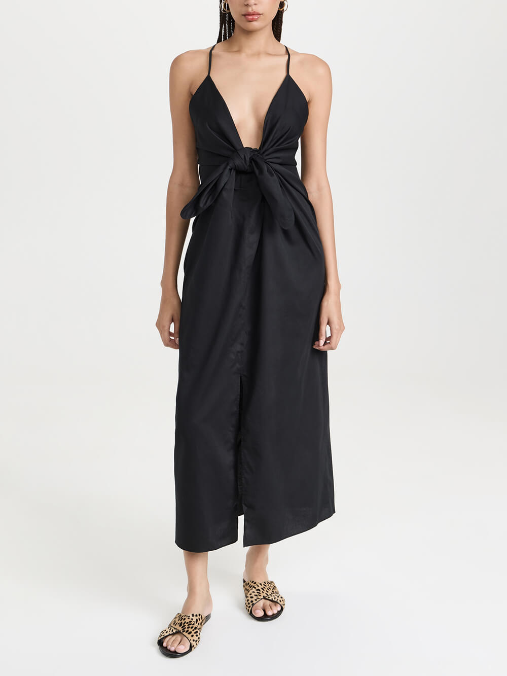 Unique Strappy Deep Charming V-Neck Midi Dress