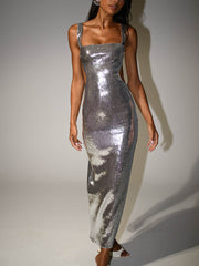 Sequin Cut Stylish Out Maxi Dress
