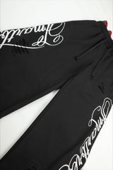 Leopard Waist Script Wide Leg Sweatpants