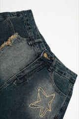Celestial Line Embroidered Wide Leg Jeans