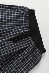 Plaid Button Front Straight Leg Pants