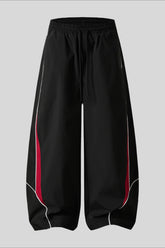 Contrast Piping Colorblock Barrel Leg Pants