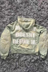 Wing Graphic Cropped Full Zip Hoodie