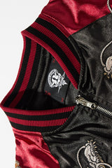 Phoenix Embroidered Satin Bomber Jacket