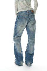 Rivet Lightning Distressed Flare Jeans