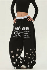 Star Typography Balloon Leg Sweatpants