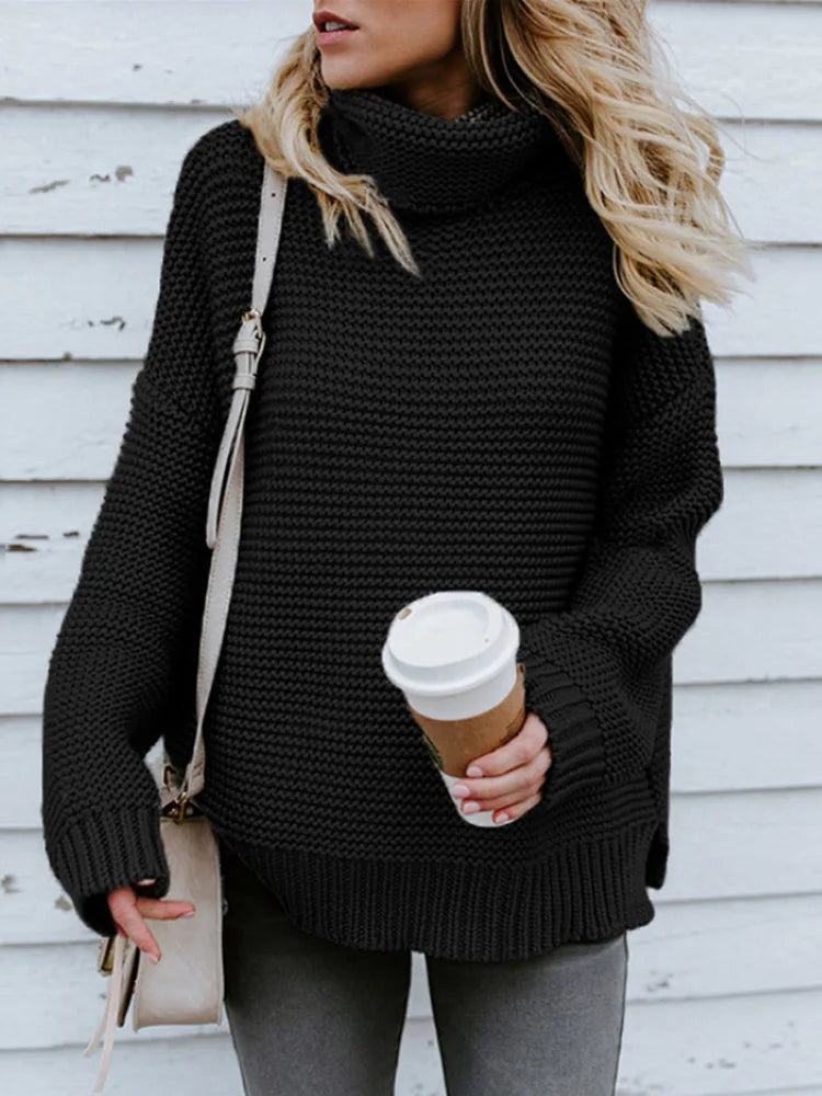 Thick Autumn Winter Green Knitted Oversized Turtleneck Christmas Sweater Black / S Sweaters-L
