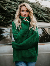 Thick Autumn Winter Green Knitted Oversized Turtleneck Christmas Sweater Sweaters-L
