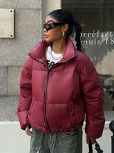 Solid Front Zipper Cotton Coat Coats-241208