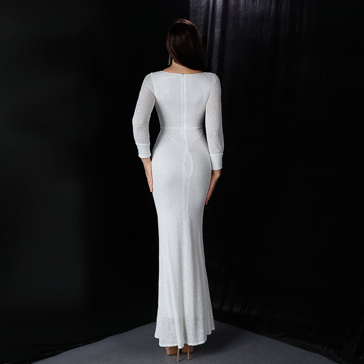 Ella long-sleeve sequined Charming formal fishtail dress