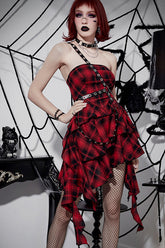Asym Plaid Gothic Dress