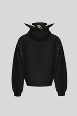 Horn Hood Studded Full Zip Hoodie