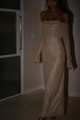 Babette - Off-Shoulder Shimmer Maxi Dress