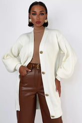 V-Neck Loose Fit Long Knit Cardigan
