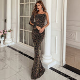 Christmas Small Trailing Evening Dress Solid Color Fishtail Dress Female