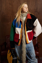 Color Block Sherpa Patch Pocket Coat