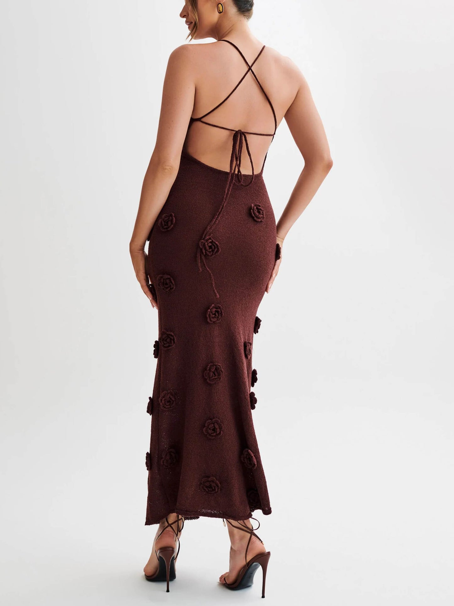 Knitted Floral Stylish Midi Dress