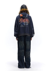 Graffiti Print Full Zip Oversized Hoodie