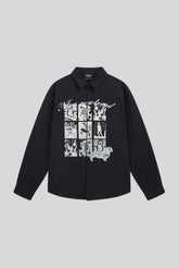 Vintage Photo Collage Oversized Long Sleeve Shirt