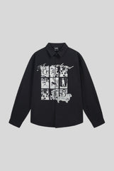 Vintage Photo Collage Oversized Long Sleeve Shirt