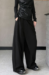 Minimalist Asymmetrical Belt Wide Leg Pants