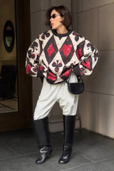 Colorblock Argyle Knit Sweater