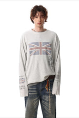 Faded Flag Number Graphic Long Sleeve T-Shirt