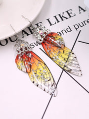 Butterfly Wing Yellow Rhinestone Cicada Wing Crystal Earrings