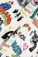 Graffiti Print Wide Leg Cargo Pants