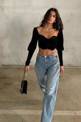 Slim Fit High Waist Straight Jean