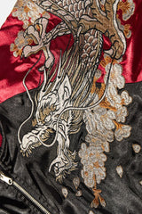 Phoenix Embroidered Satin Bomber Jacket