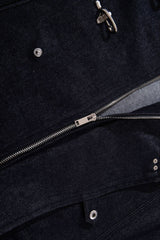 Washed Denim Toggle Closure Workwear Jacket