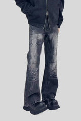 Crackle Wash Micro Flare Jeans