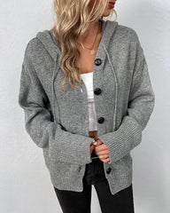 FERNANDA - SOLID HOODED JACKET WITH DRAWSTRINGS
