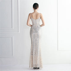 Taisia Formal Stylish Sequin Scroll Dress