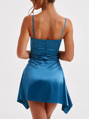 Irregular Strap Stylish Mini Dress
