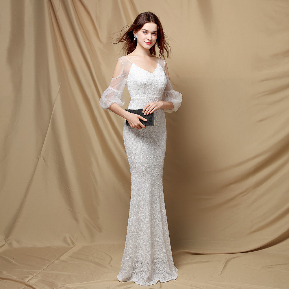 Quinn Sequin Scroll Charming Puff Sleeve Dress